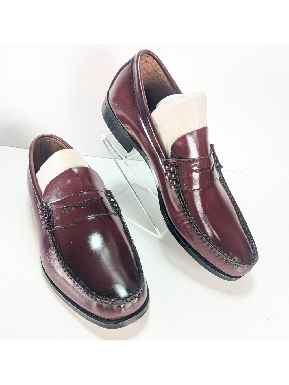 Mens 11EE Penny Loafer STUART McGUIRE Burgundy NWOB Leather Classic Dress Shoe